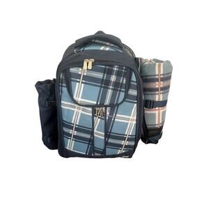 VONSHEF 4 PERSON OUTDOOR PICNIC BACKPACK INSULATED COOLER BLANKET WINE HOLDER